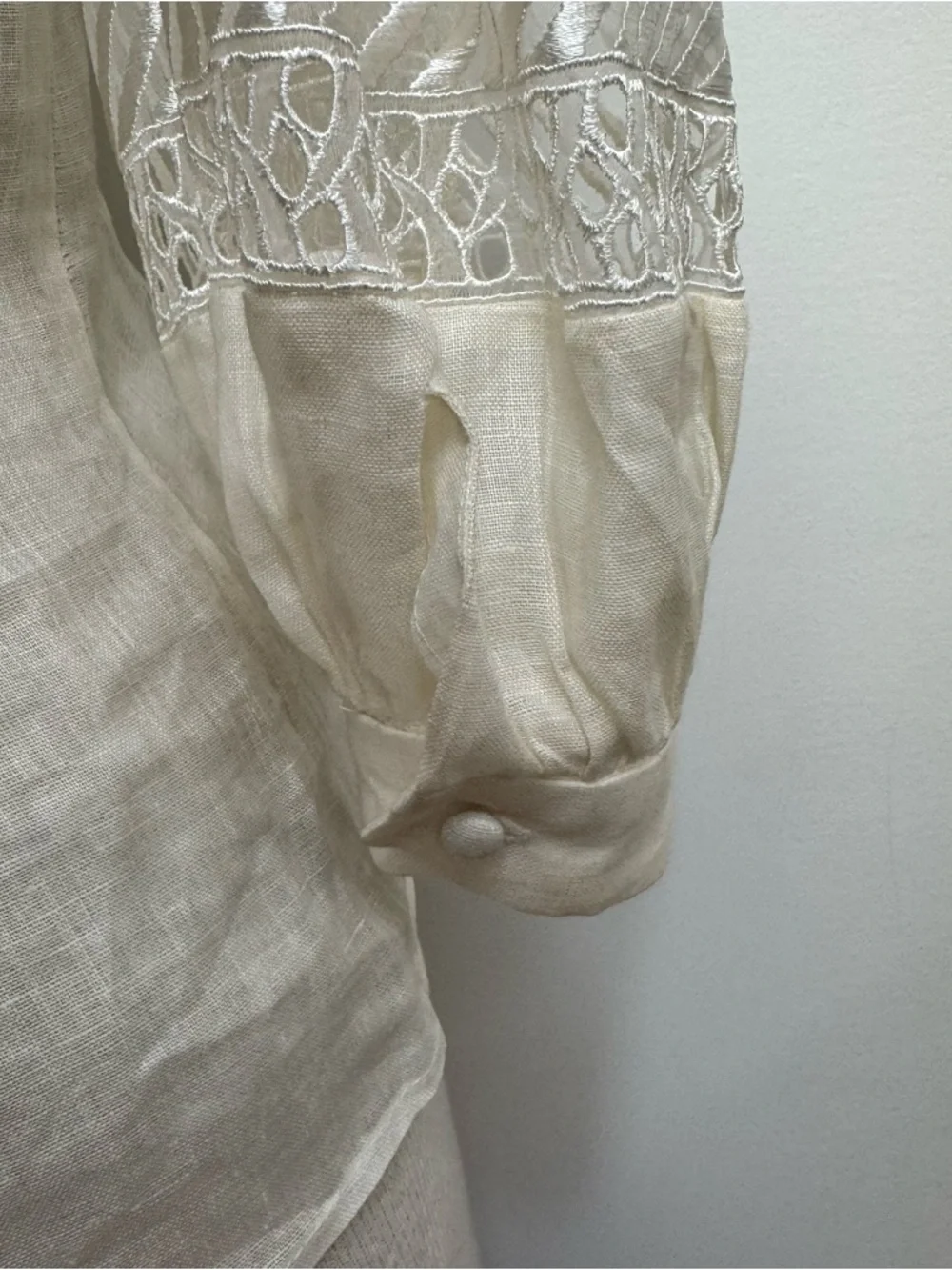 Vintage Cloak Of Many Colors Liberty Lucrezia Linen Blouse Top Size 6 Sheer Vict - Picture 11 of 13